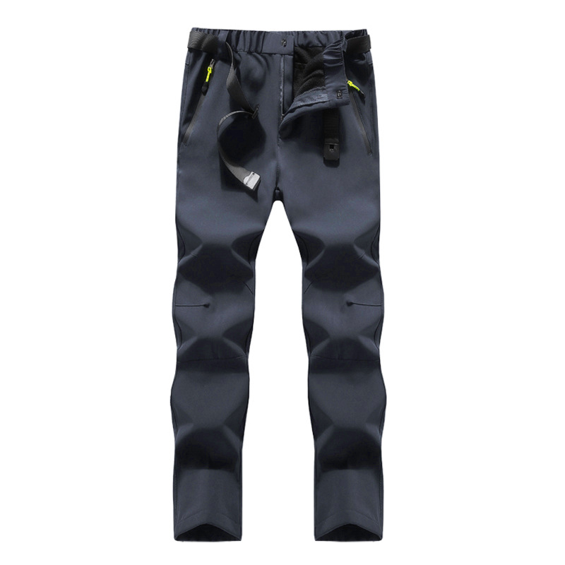 Group Buying Outdoor Rush Pants Men's and Women's Winter Velvet-Lined Thickened Windproof Waterproof Fleece Soft Shell Pants for Mountaineering Skiing