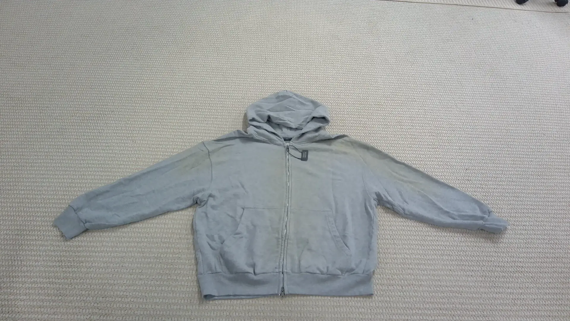 B independent flower gray mud dyeing process hooded sweatshirt KENIJIMA same style washed double zipper jacket Vibe style