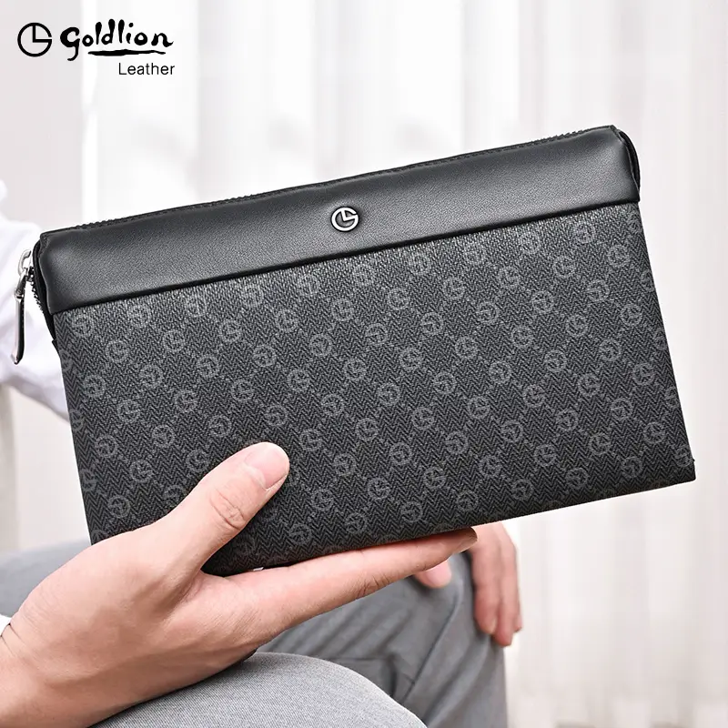 Goldlion Men Handbag 2025 New arrival Wallet Genuine Leather with Print Clutch Bag Men's Large Capacity Clutch Bag