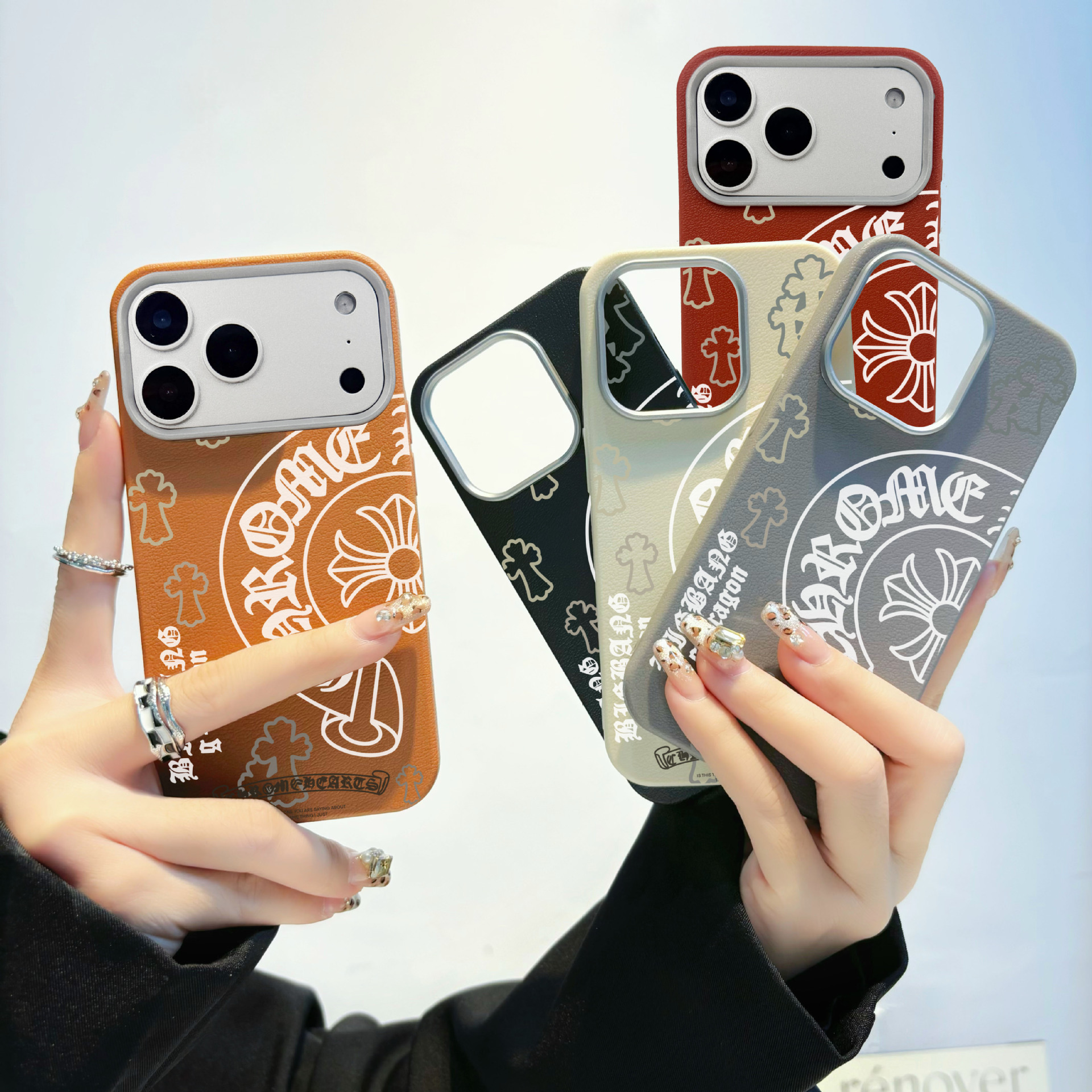 Suitable for iPhone 17 Pro Max Phone Case, iPhone 15, 13, 11, 12, 14 Leather Texture Soft Protective Cover, Crow Heart 16 Foto QC de 1688 na Qualit.ly