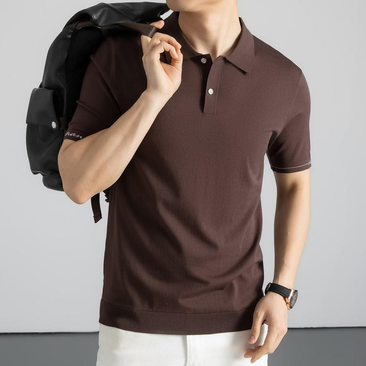 2026 New Summer Style Men's Youth Lapel Short-Sleeved Pure Color Polo Shirt Business Casual Versatile Popular Top