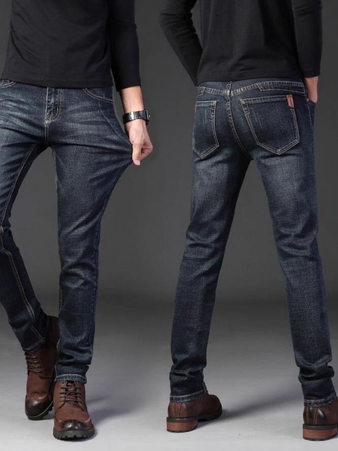 Factory Direct Sales 2026 Summer Thin Jeans Men's Straight Slim Fit Stretch Casual Pants Youth Men's Trousers