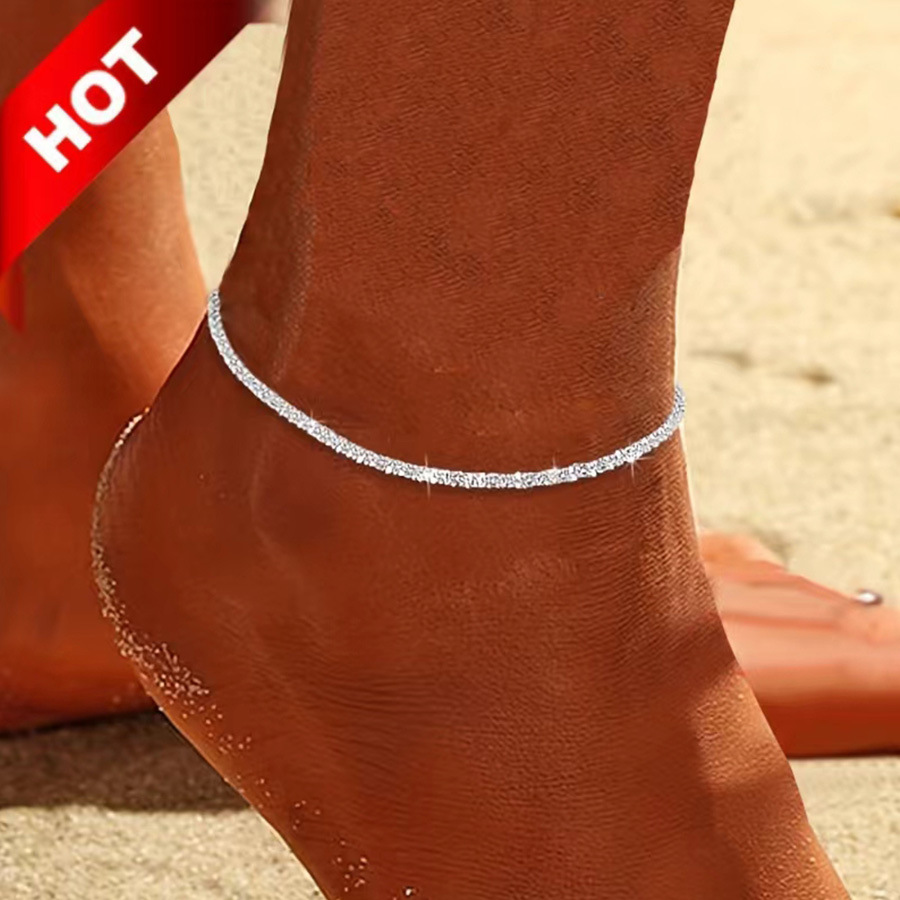 Europe and the United States cross-border hot selling personalized double-layer flash star anklet ladies cold wind sparkling footwear