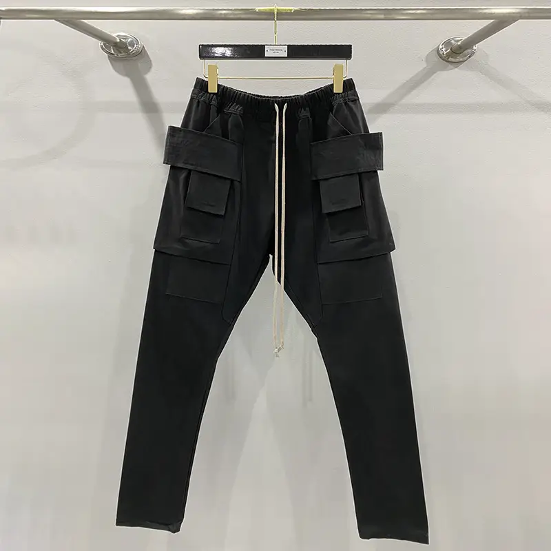 23FW 暗黑RO风双环春夏青少年微弹休闲纯色中腰机车长裤子
