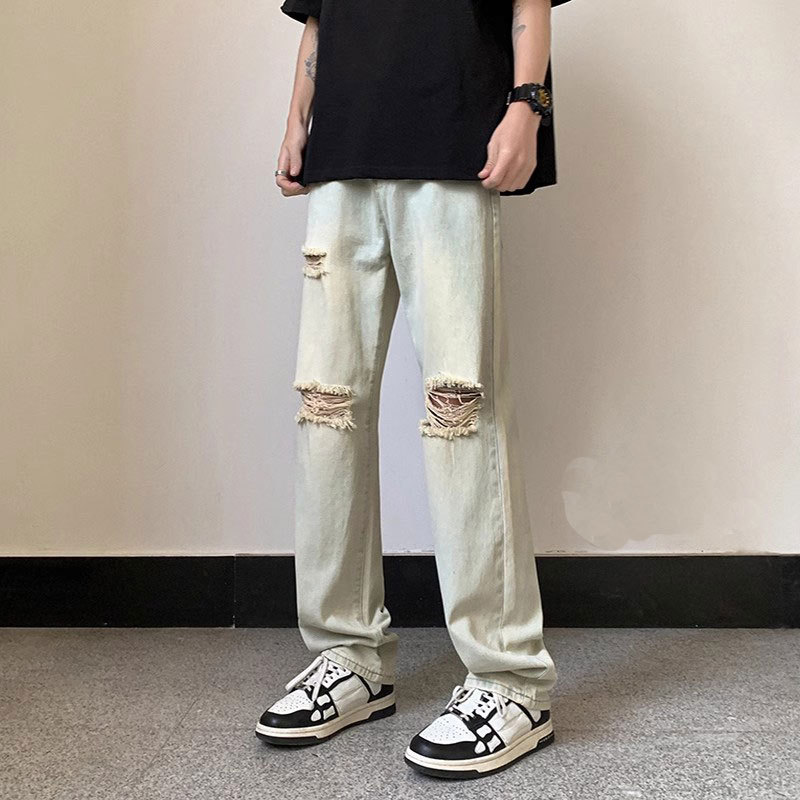 2026 High Street Washed Yellowed Mud-Dyed Jeans for Men, Trendy Street Style, Versatile Slim-Fit Skinny Pants