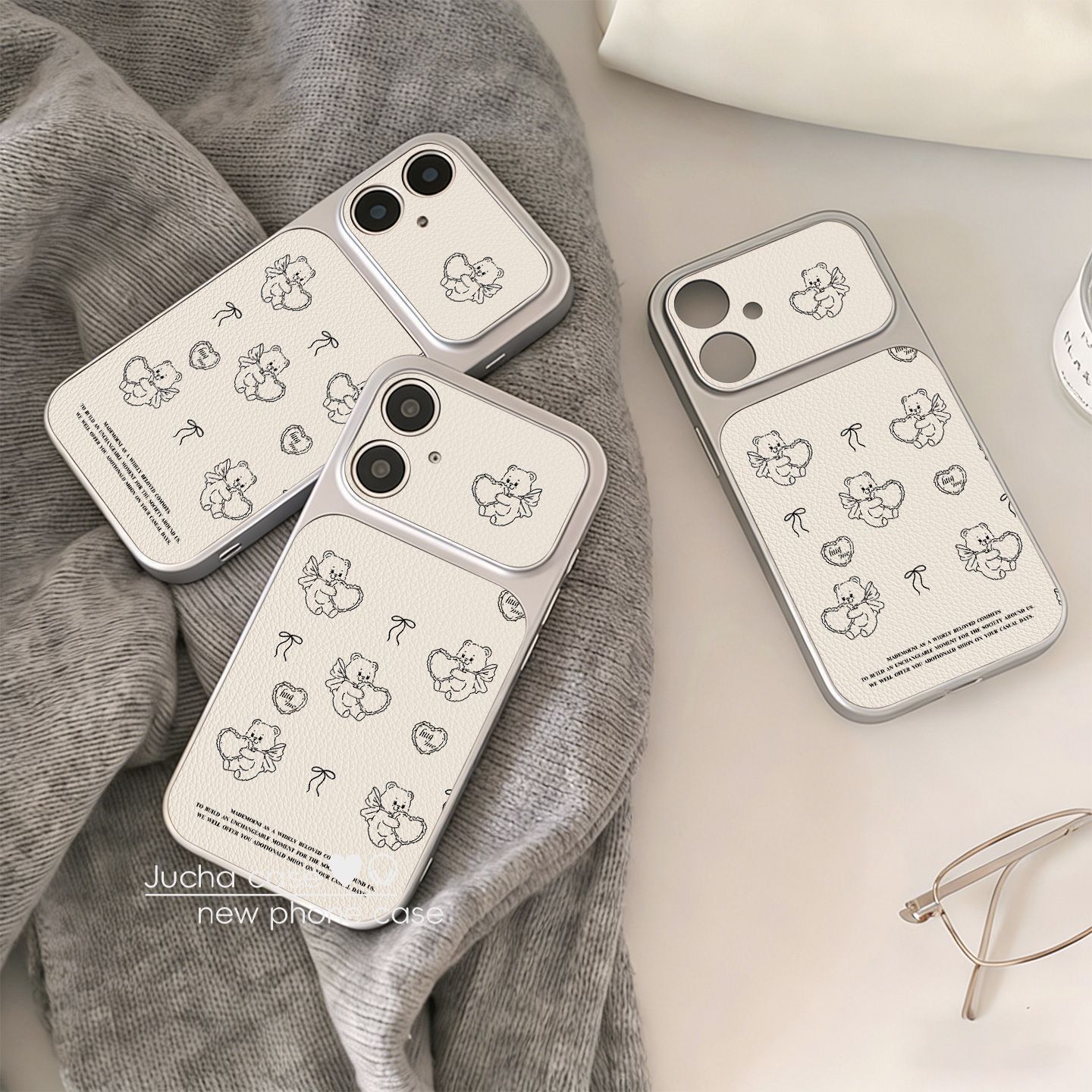 Angel Bear Large Window Case Suitable for Apple 17 Pro Max Phone Case, 16 Silver Frame, 15 Corning Case, 11 Full Coverage, 13 Pro
