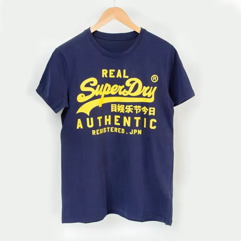 Teenagers Superdry Men's and Women's Summer Fashion Brand Short-Sleeved T-Shirt Cotton Round Neck British Shirt