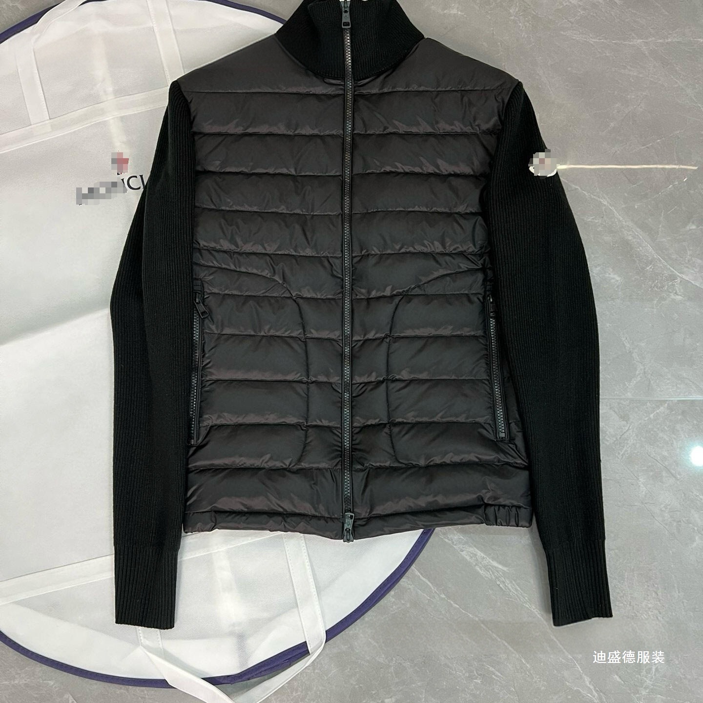 European Style Mengjia Knitted Patchwork British down Jacket for Men, Warm and Stylish Slim-Fit down Coat QC-foto från 1688 på Qualit.ly