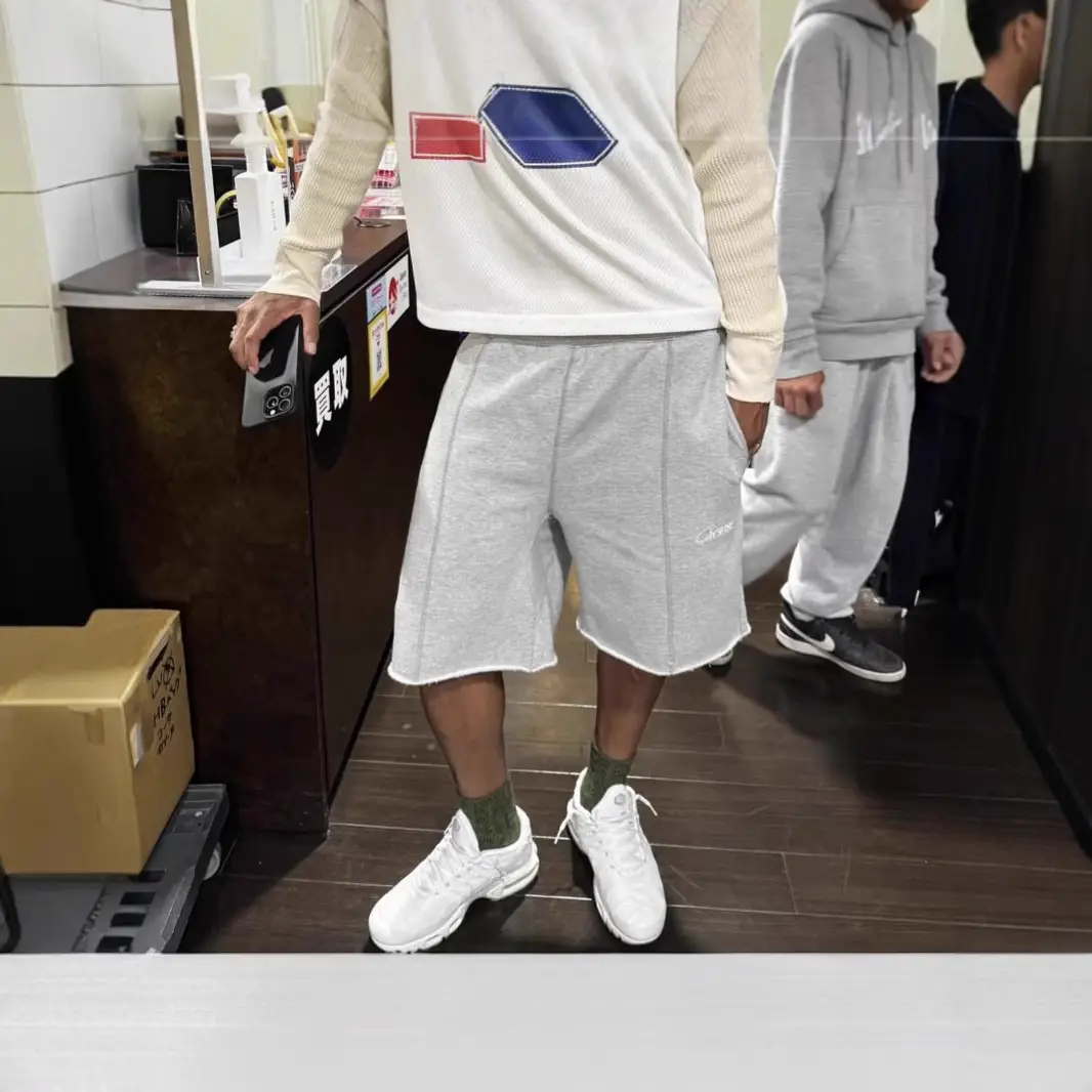 Alcatraz Embroidered Letter Sweatpants Men's Loose European and American Cross-Border High Street Fashion Brand Sports Casual Shorts Corteiz