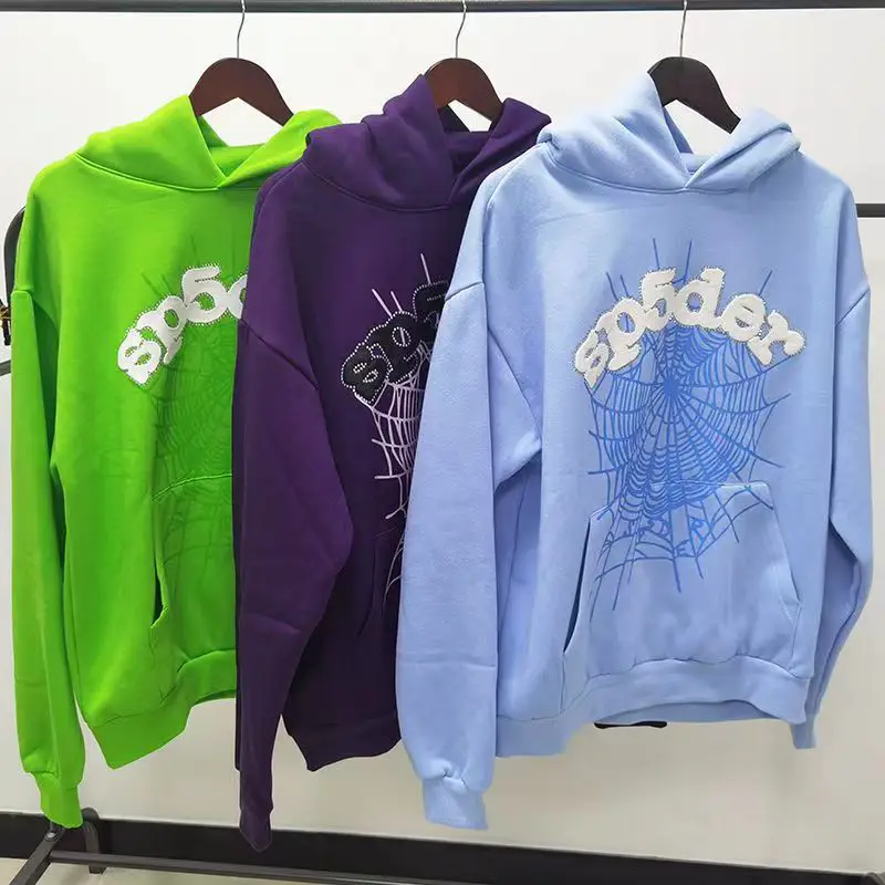American Trendy Heavyweight High-Quality Original Sp5Der Sweatshirt 450g Fleece-Lined Loose Casual Versatile Hoodie