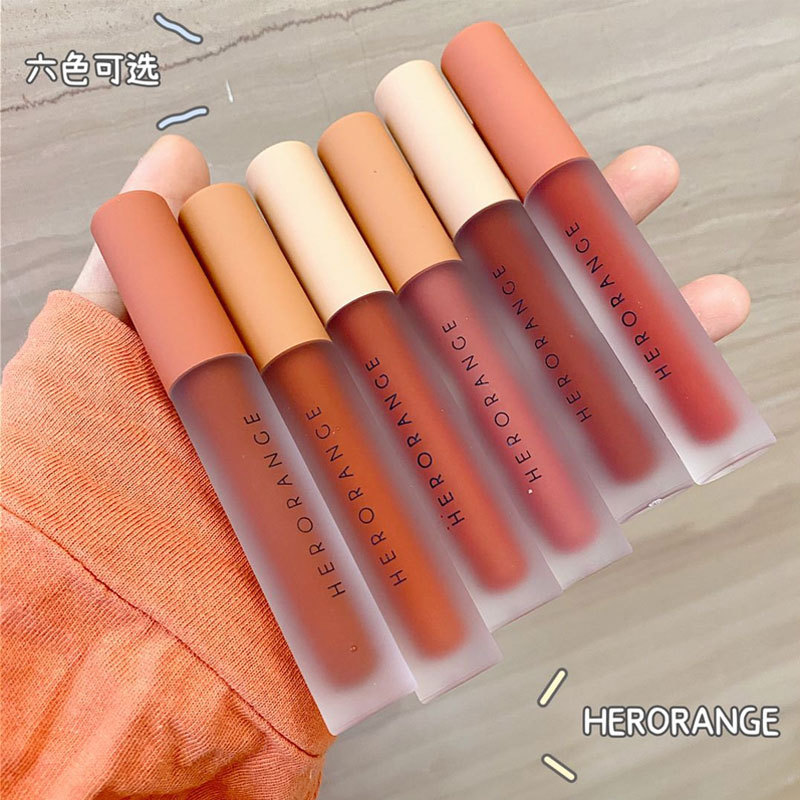 Herorange~ Affordable Domestic Product, Super Hot, Thin and Twilight Frosted Lip Glaze, Transparent Shell, Whitening Matte Velvet, Hair Replacement