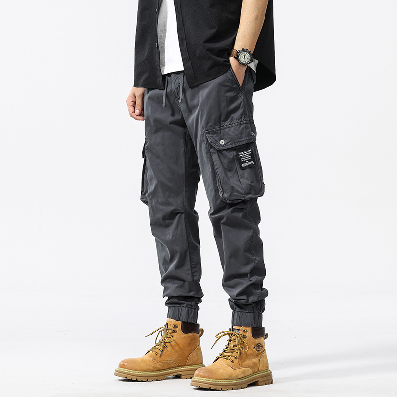 Spring and Autumn Cross-Border Trendy Men's New American Retro Work Pants with Multiple Pockets, Heavy-Duty, Stylish, Loose-Fitting Casual Long Pants