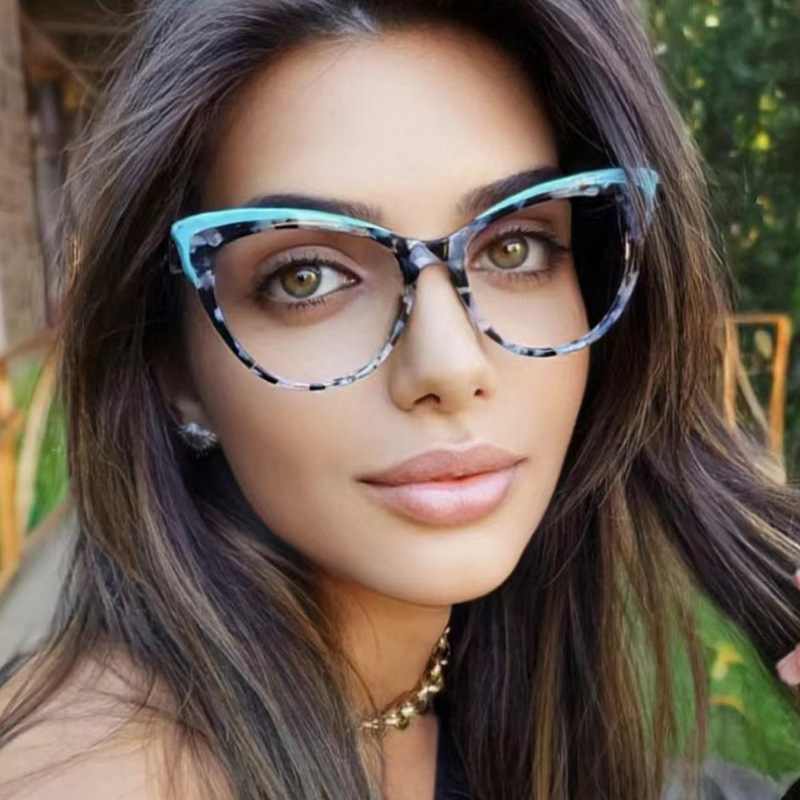 New Fashion Retro Color-changing Cat's Eye Color-matching Flat Mirror Instagram European and American Internet Celebrity Same Style Anti-blue Glasses Frame