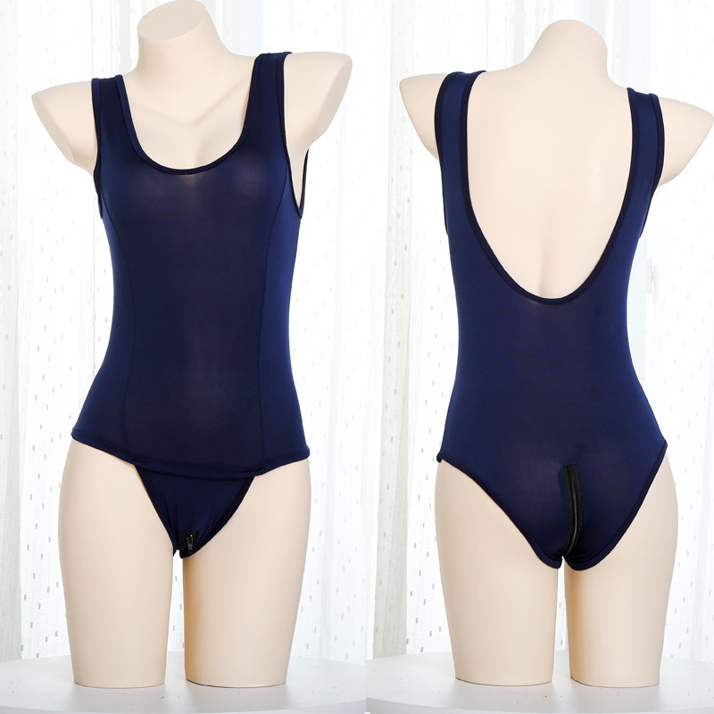 Sexy underwear high elastic single layer milk silk crotch one-piece Japanese backwater swimsuit swimsuit