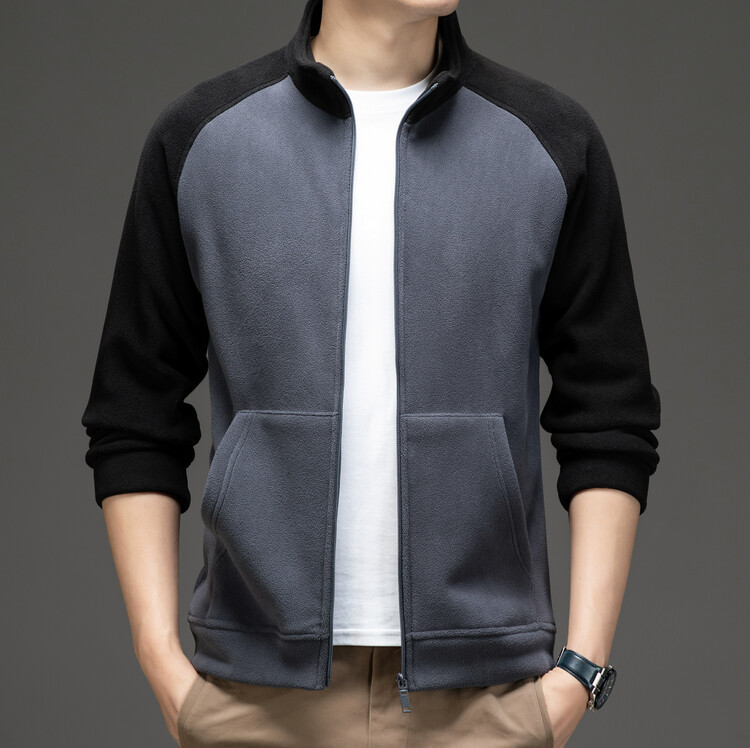 2024 Jacket Spring and Autumn New Baseball Men's Knitted Men's Jacket Collar Casual Double-sided Fleece