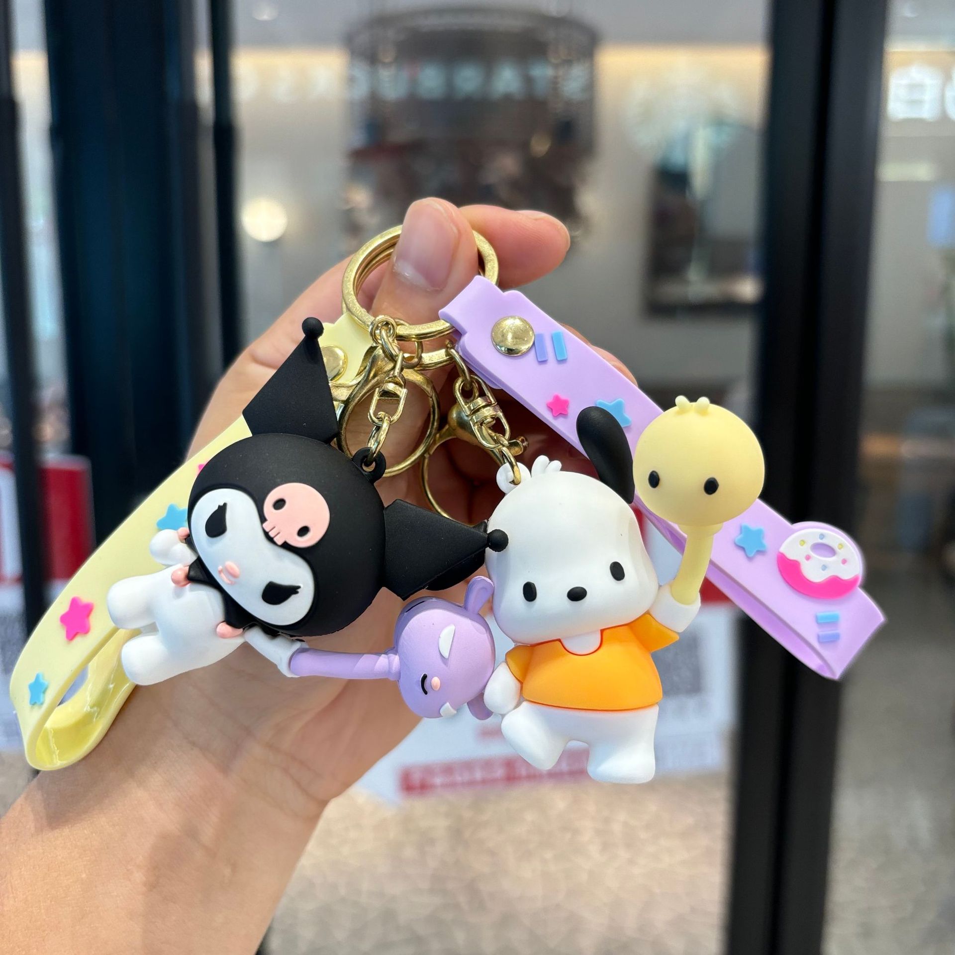 Kuromi Cute Cinnamon Dog Doll Keychain Couple Car Key Pendant School Bag Pendant Wholesale Keychain