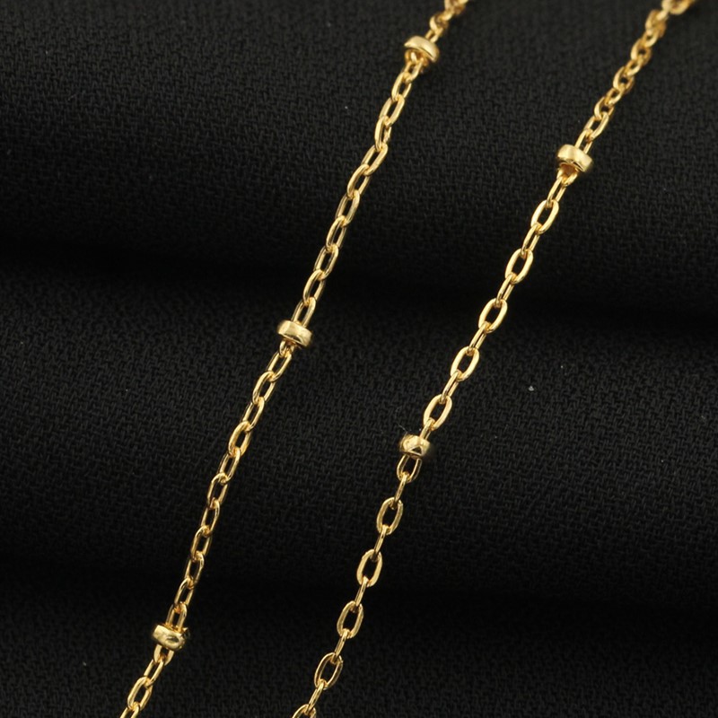 New! US 14K Gold Chain Bulk Chain Bead Chain Cross Bead Chain DIY Bracelet Necklace Bean Chain
