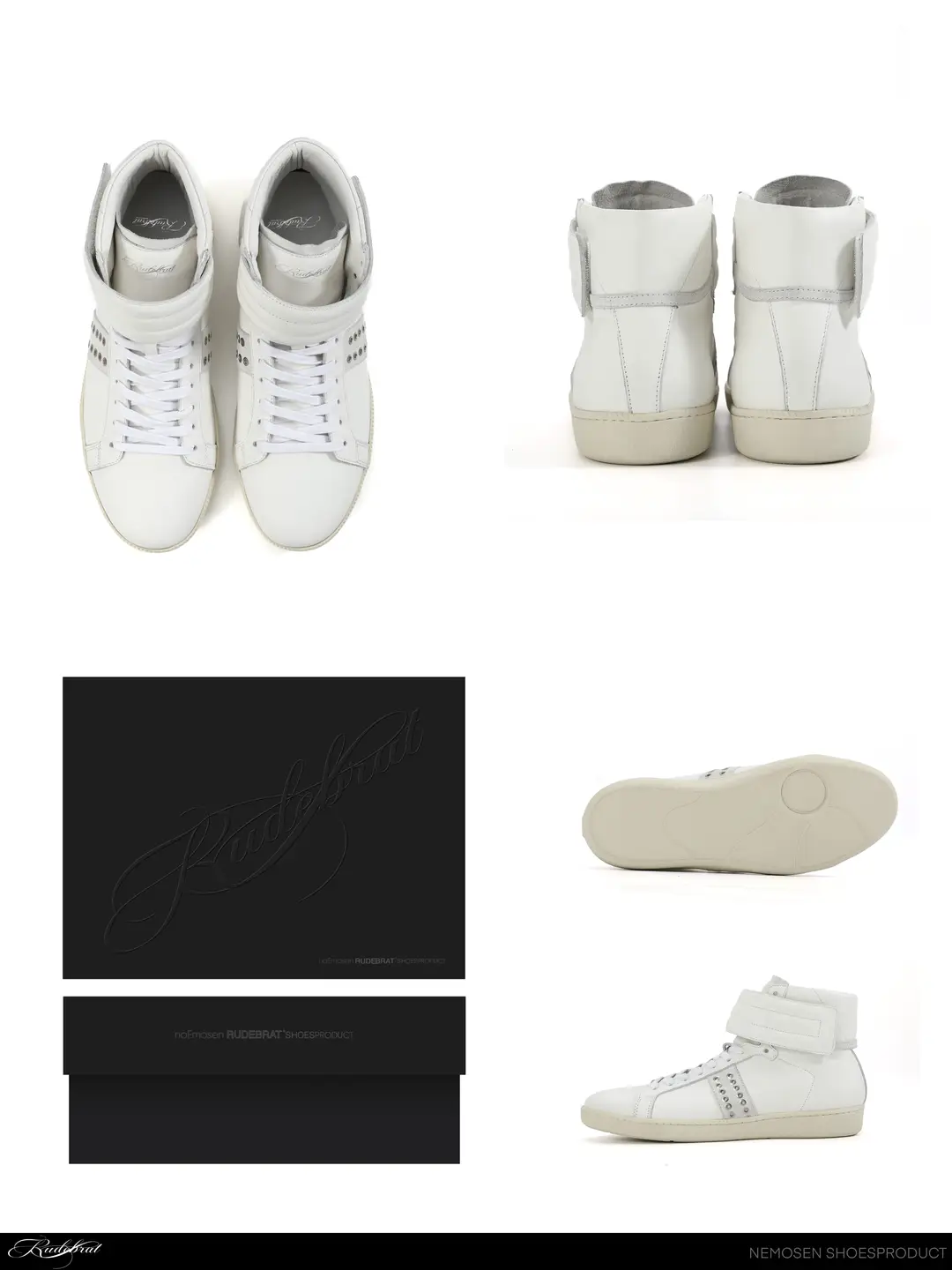 NoEmosen (noE) N01 top cowhide retro rivet casual thin sole high top future sports shoes