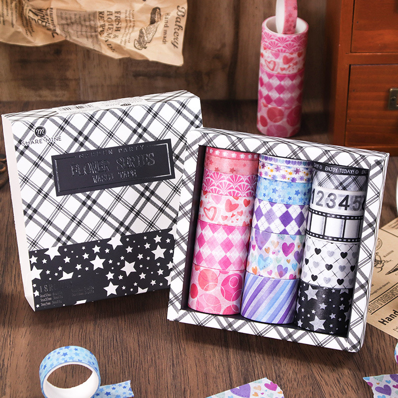 Cross-border explosions 18 volumes of retro and paper tape suit DIY decorative hand account stickers decorative base material stickers