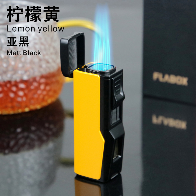 Personalized creative direct fire inflatable windproof lighter cigar with cigar knife cigar holder gift box