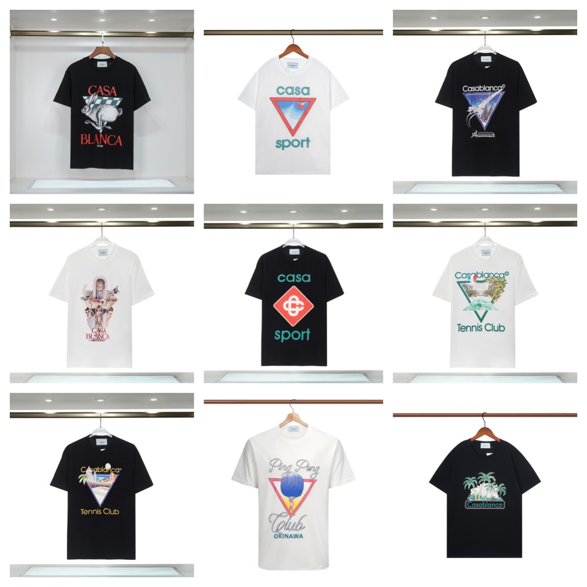 2023 spot for Casablanca Casablanca double yarn cotton men and women T-shirt hip hop casual short sleeve