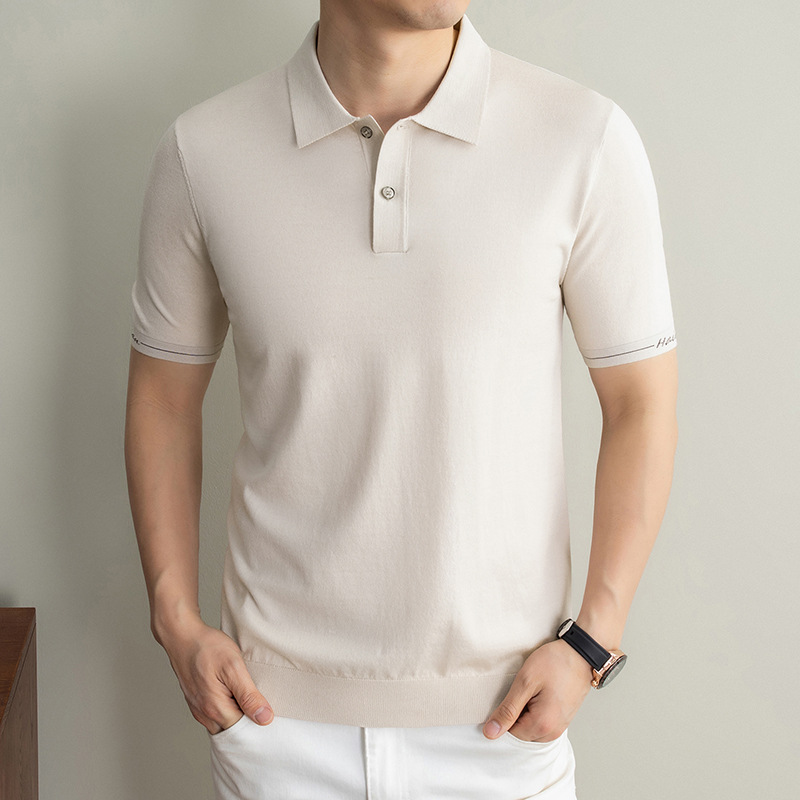Tencel Linen Short-Sleeve T-Shirt for Men 2026 Summer Thin Style Turn-Down Collar Base Layer Polo Collar Half-Sleeve Top Wholesale Men's Clothing