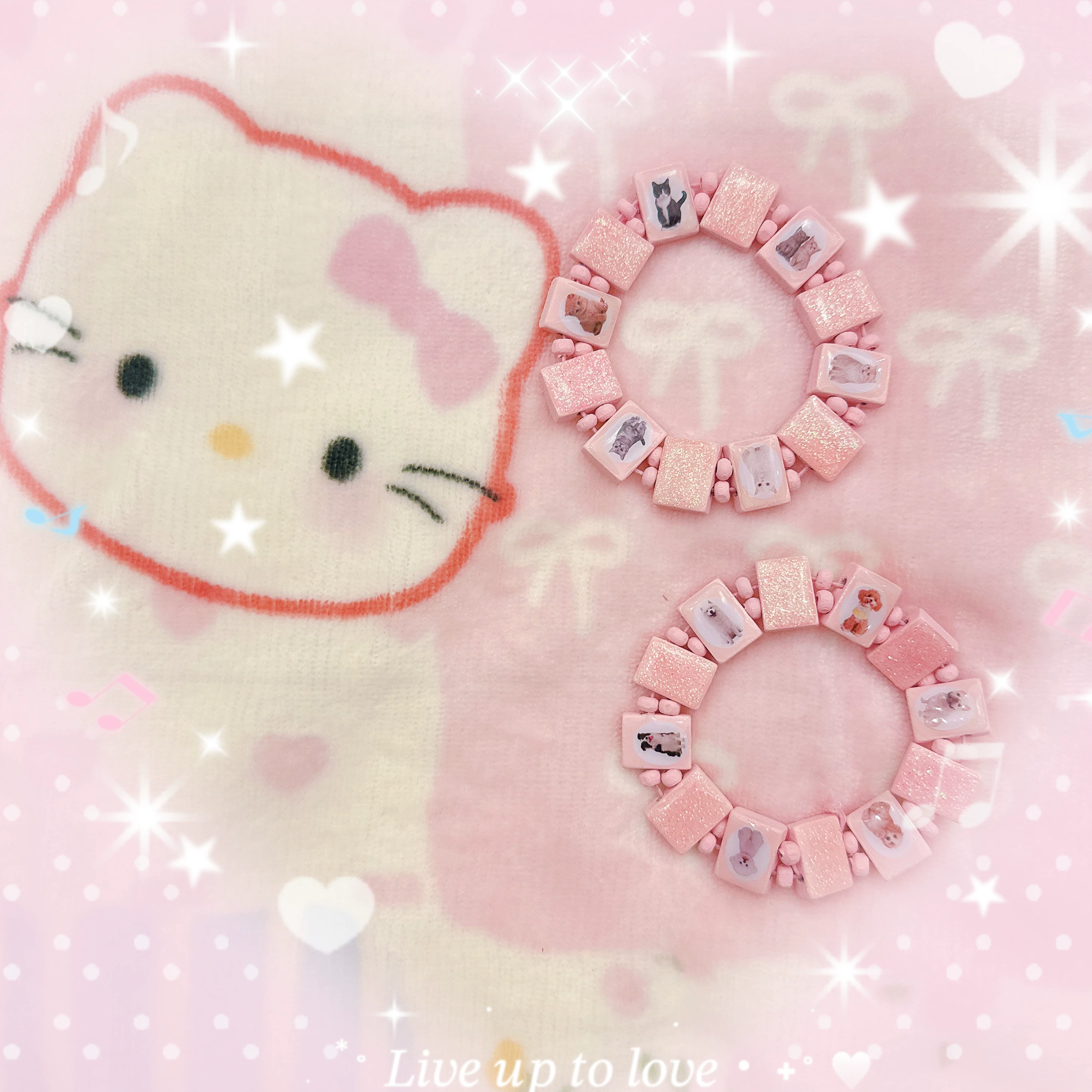 ins Same Style Bazo1199 Subculture Millennial Style Pink Cat and Dog Punk Hip-Hop Bracelet Rock