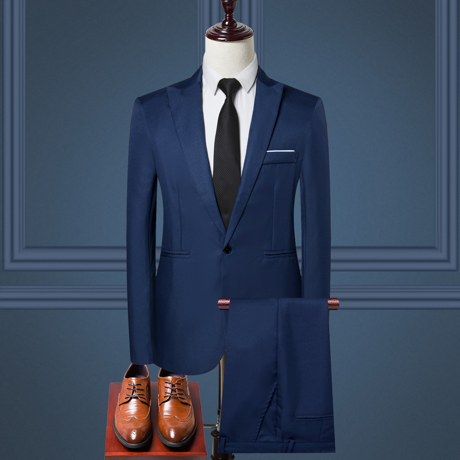 Cross-border foreign trade men's suits suit men's European and American fashion solid color business casual suit two-piece factory wholesale