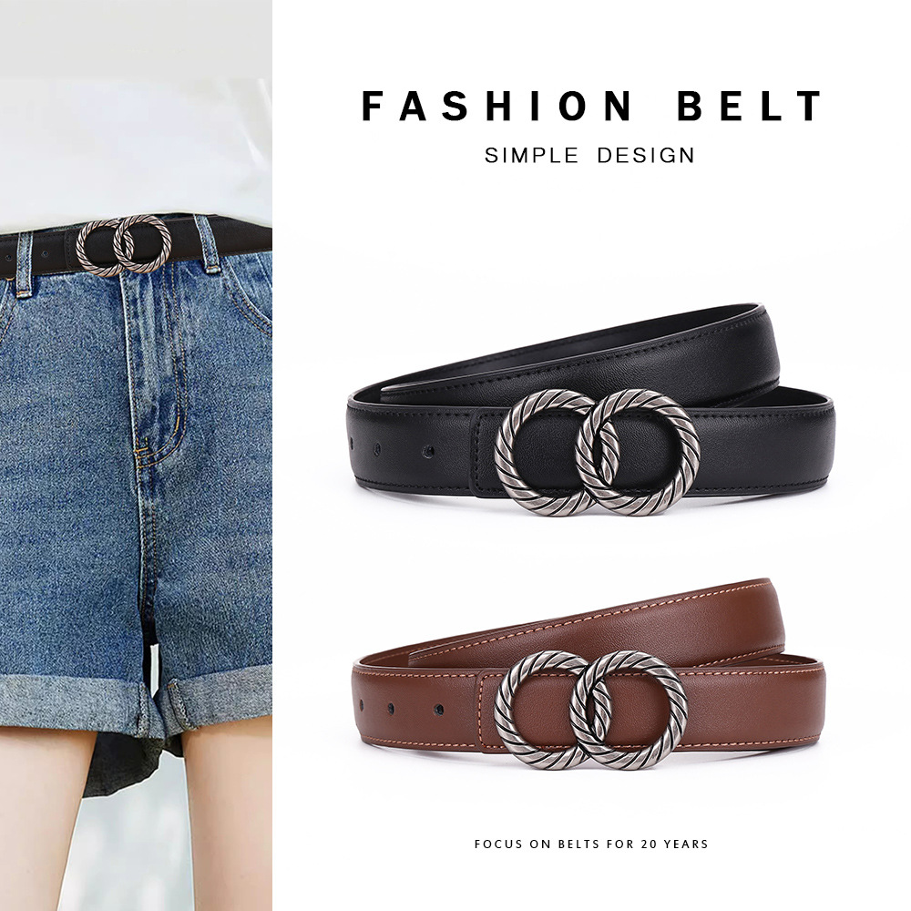 Cowhide Belt for Women, High-End Leather Belt, Versatile Decorative Belt for Jeans, Vintage Belt, Business Fashion, Dropshipping