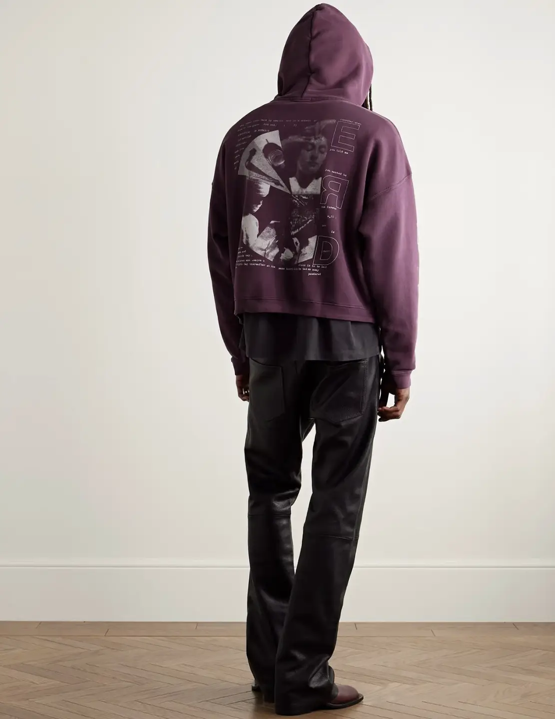 ERD second-generation slogan portrait printed plum hoodie