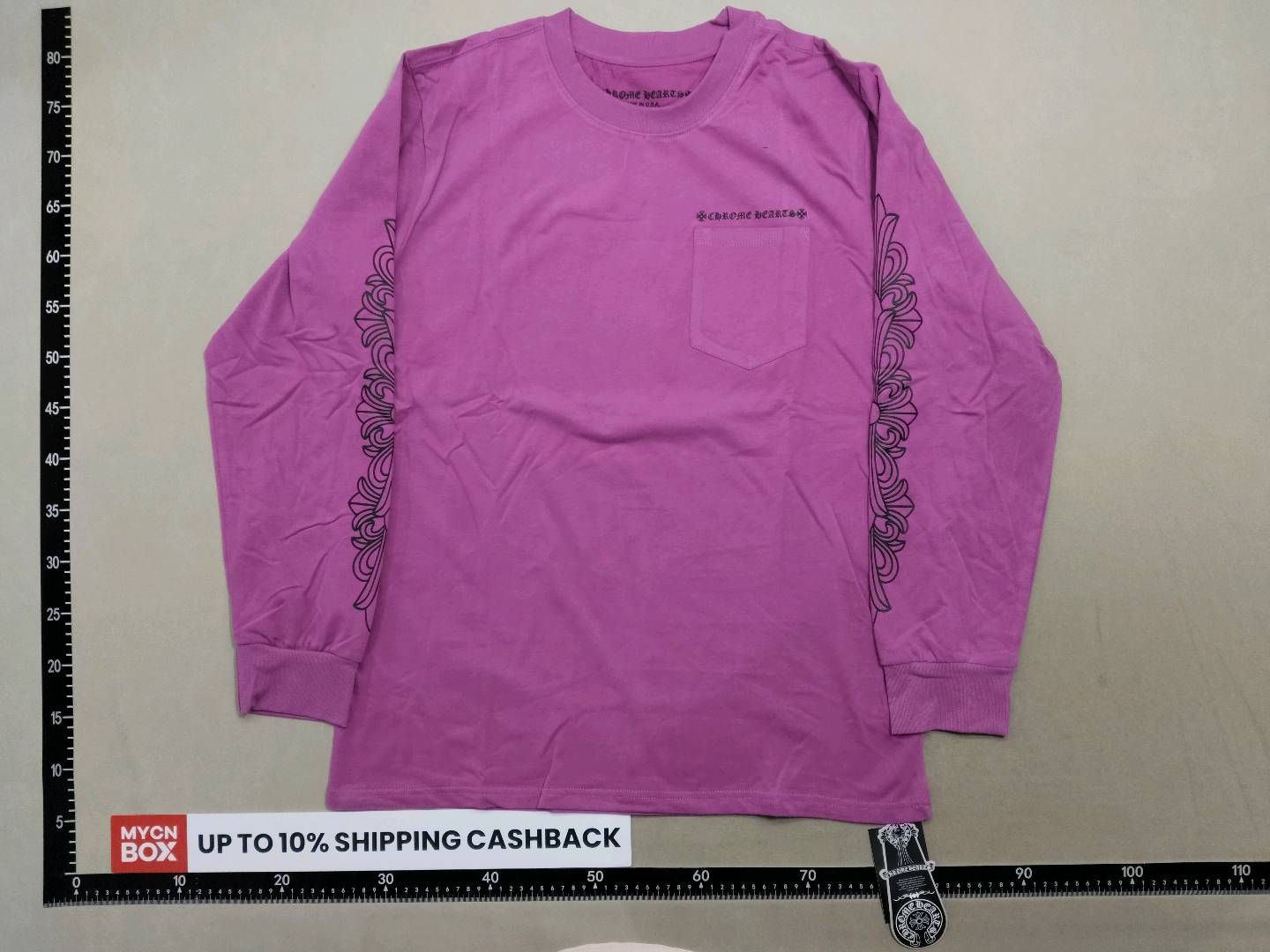 Cross-Border High Version Chrome Hearts 25Ss Crow Dark Flower Sanskrit Printed Long-Sleeved Men's and Women's Raglan Long Sleeves — QC-foto 2