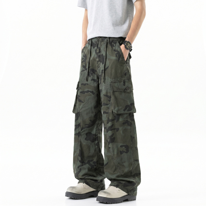 American-Style Trendy Camouflage Work Pants for Men, 2026 Spring/Summer New Model, Straight Loose Wide-Leg Casual Pants