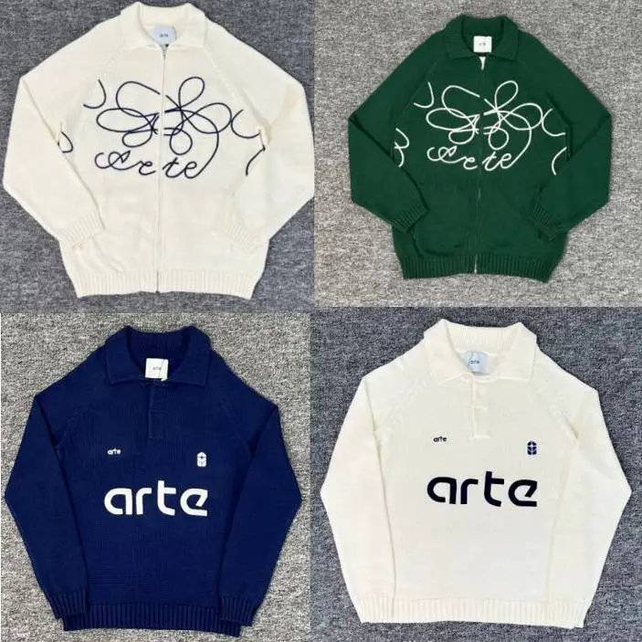 Arte Cardigan Flower round knit Embroider zipper Cardigan Sweater Knitwear Outwear autumn