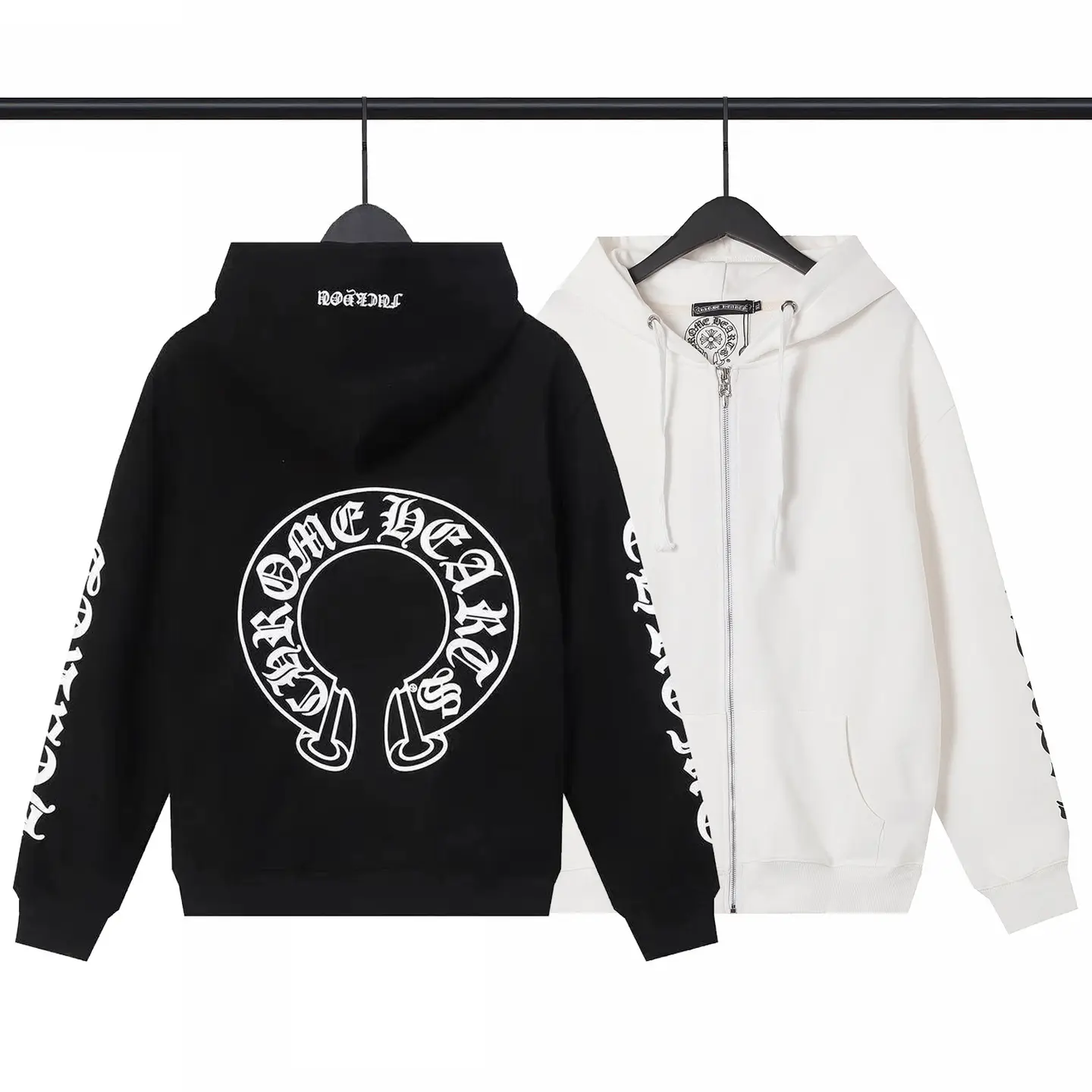 2025 Early Spring New Ch Horseshoe Print Zipper Cardigan Sweatshirt Hooded Jacket for Men and Women One Piece Wholesale