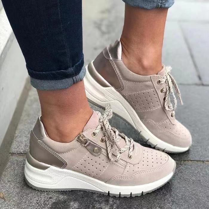 2024 New Foreign Trade Large Size 35-43 Fashion Casual Women's Shoes Sports Shoes Lace-Up Thick Sole Large Size Women's Shoes