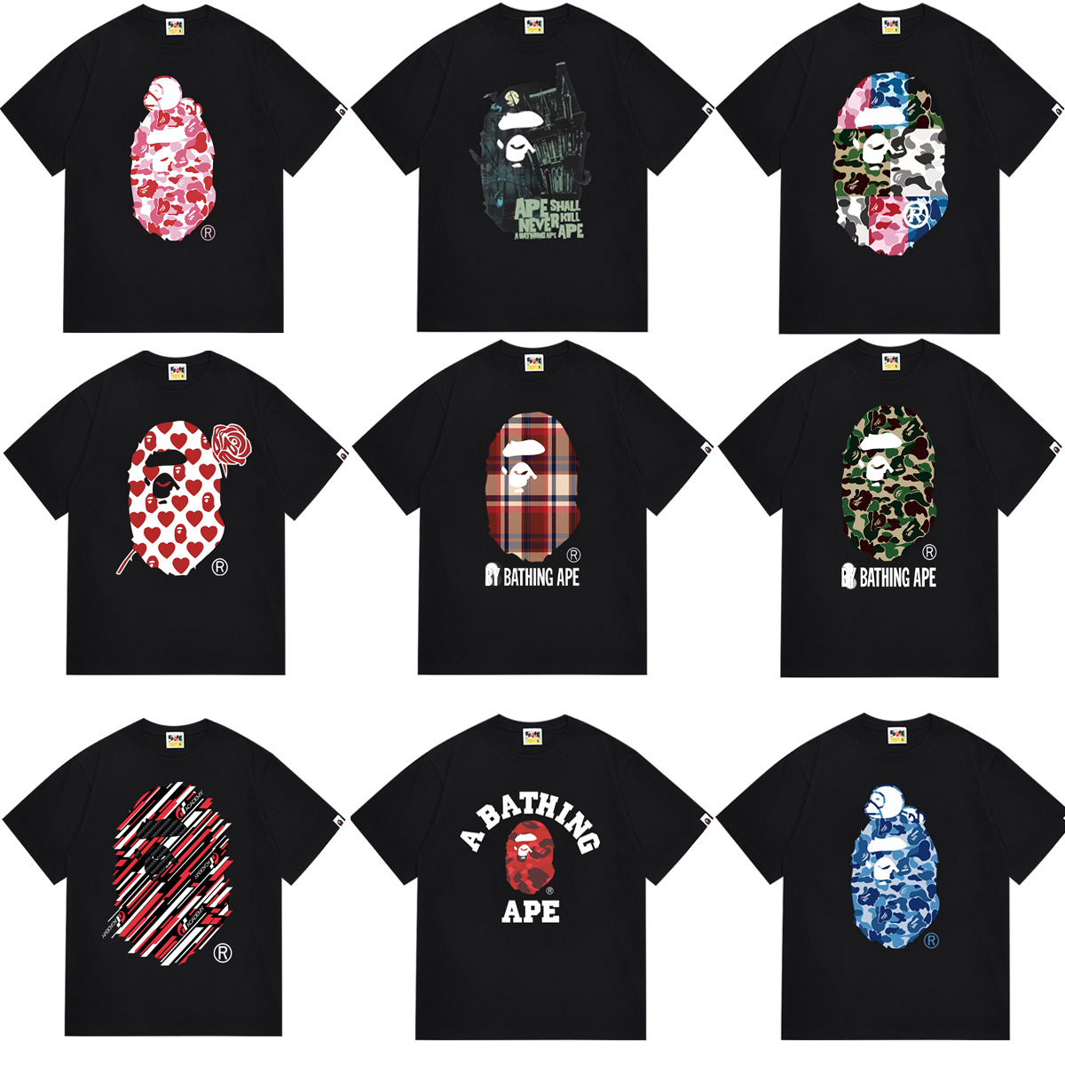 2026 Summer Men's Loose-Fitting Pure Cotton Cartoon Anime Print Short-Sleeved T-Shirt Street Fashion Breathable Pullover T-Shirt Men's Round Neck