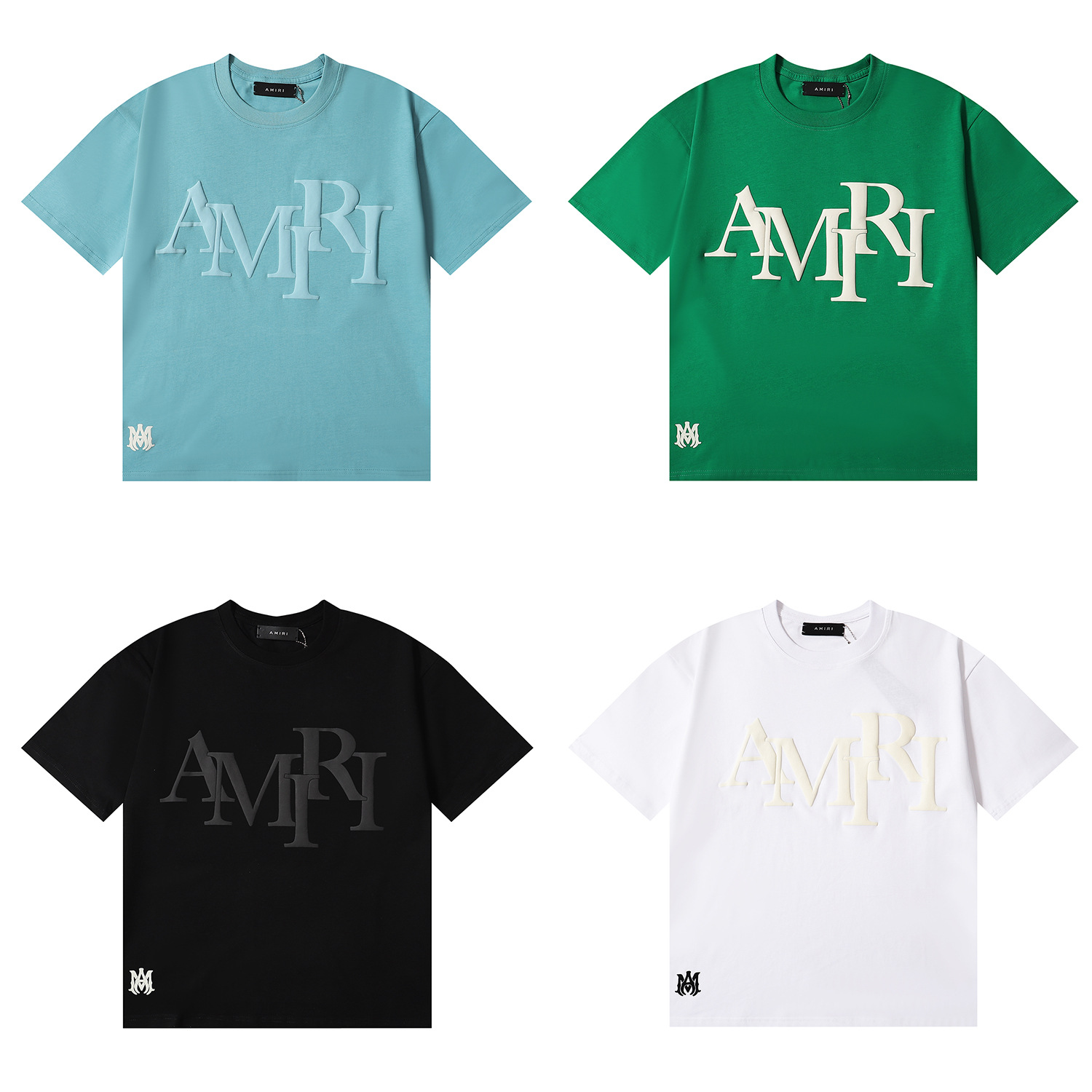 in stock European and American fashion brand AMIRI letter printed men's and women's high weight cotton short sleeve T-shirt