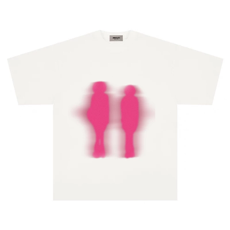 Pattern 260g Heavyweight Pure Cotton! Creative Abstract Print American High Street Graffiti Crew Neck T-Shirt