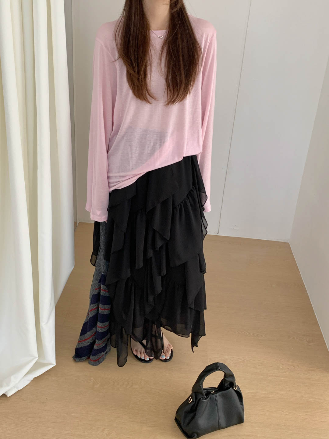 Gagd Relaxing Tencel Skin-Friendly Base Layer T-Shirt for Women Spring Korean Style Round Neck Thin Sunscreen Long Sleeve T-Shirt