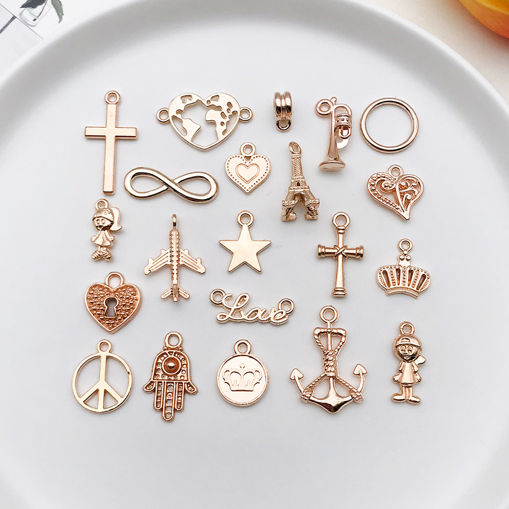 1 Kc Gold Alloy Jewelry Accessories DIY Bracelet Necklace Small Pendant DIY Retro Aircraft Rudder Star Pendant