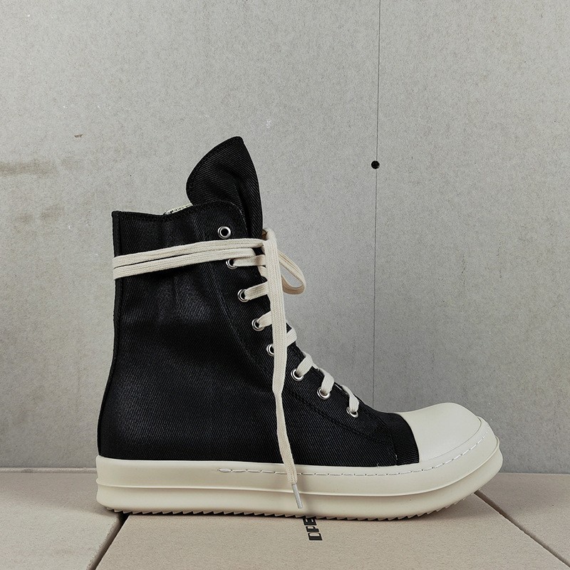 Customized 2025 Men's High-Top Shoes Thick-Soled Canvas Shoes Zipper Casual Couple Style Cloth Sneakers Trbottomy Men's Shoes Summer Women