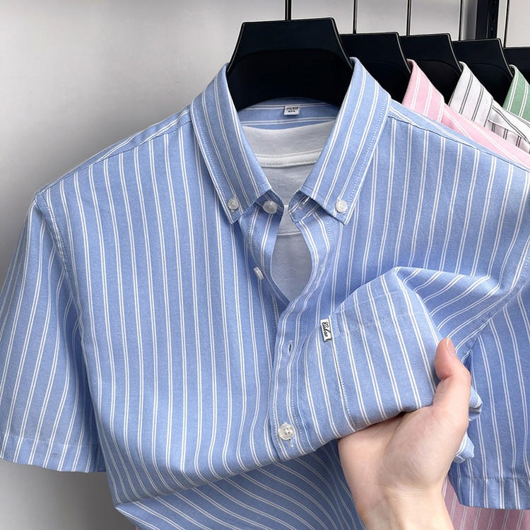 Mainly Recommended 8-Color Pure Cotton Oxford Fabric Short-Sleeve Shirt with Real Pockets, Fashionable and Trendy Men's Summer Top, Refreshing Style, 26 Years of Experience