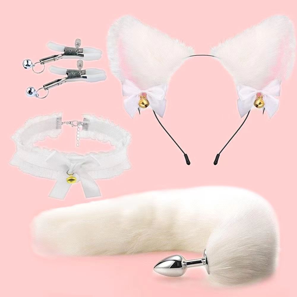 Sex props anal plug Fox back court tail collar adult sex products cat headband Sm back court suit