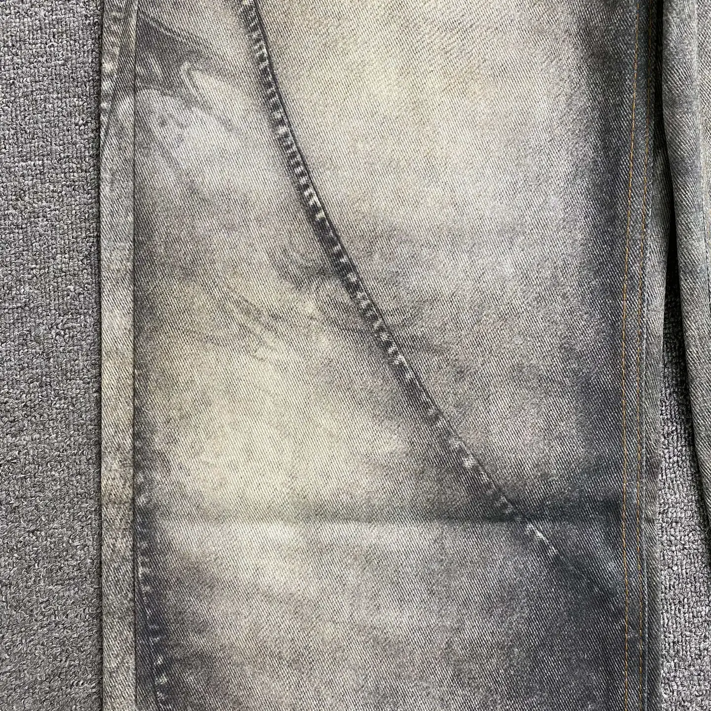 3D Printed Belt Chain Distressed Loose Wide-Leg Casual Jeans