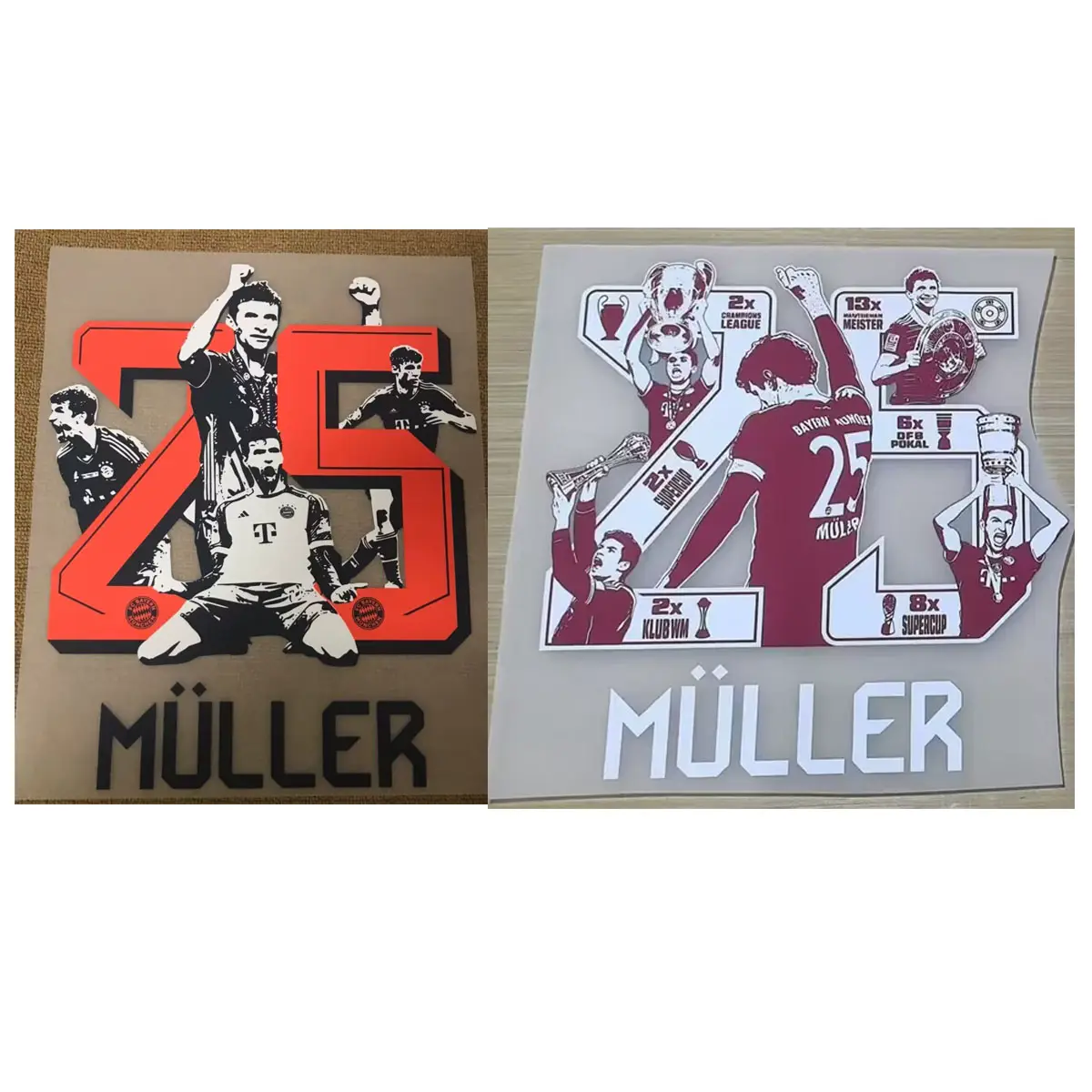 Allianz No. 25 Muller Commemorative Edition # 25 Muller Nameset Printing Heat Transfer