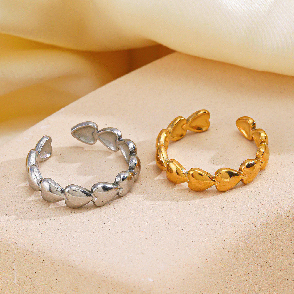 European and American ins style popular stainless steel love ring niche design fashion 18K gold plated ring ladies