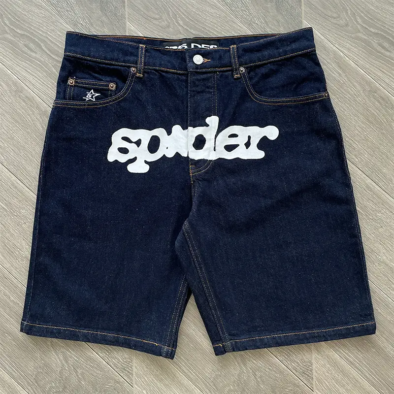 Sp5Der 555555 Denim Shorts Men's and Women's Casual Denim shorts