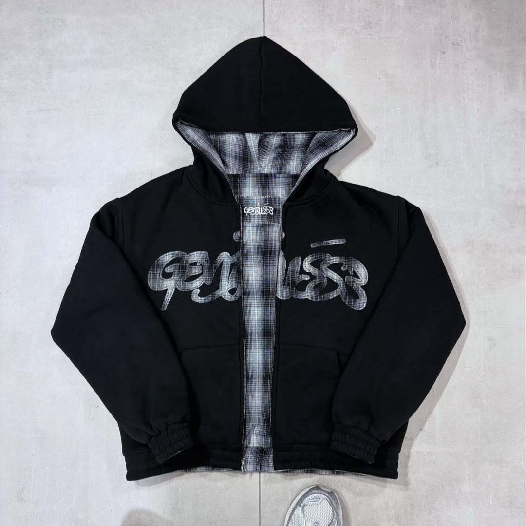 New Pattern Rhinestone Printed Top, Trendy Brand Same Style Cardigan Jacket, European and American Loose Zipper Hoodie, Unisex Sweatshirt