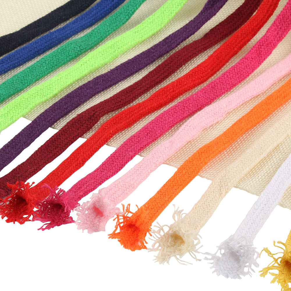 16 Backpack Sealing Rope Braided Flat Cotton Rope Sports Pants Waist Rope Hat Rope with 1cm Colorfulful Hollow Flat Cotton Rope