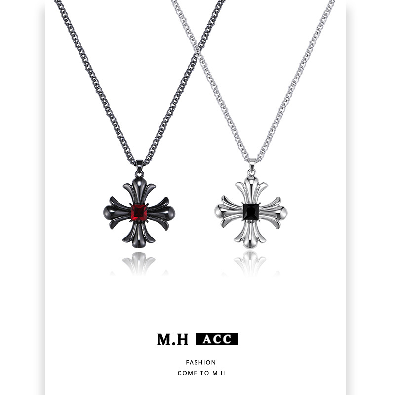 Original Design Cross Necklace for Women, Simple and Unique, Retro Hip-Hop Punk Dark Style Choker Clavicle Chain